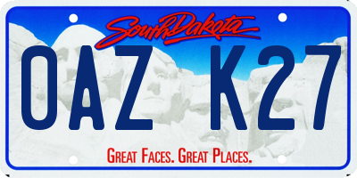 SD license plate 0AZK27