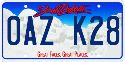 SD license plate 0AZK28