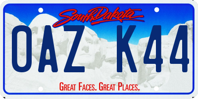 SD license plate 0AZK44
