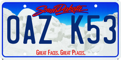 SD license plate 0AZK53