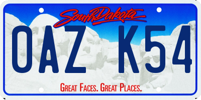 SD license plate 0AZK54