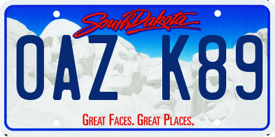 SD license plate 0AZK89