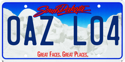 SD license plate 0AZL04
