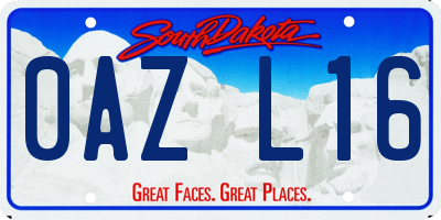 SD license plate 0AZL16