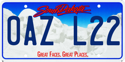 SD license plate 0AZL22