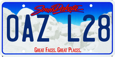 SD license plate 0AZL28