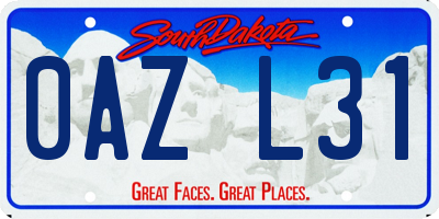 SD license plate 0AZL31