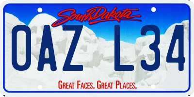 SD license plate 0AZL34