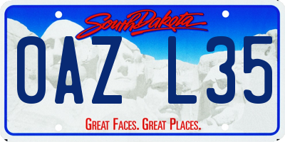 SD license plate 0AZL35