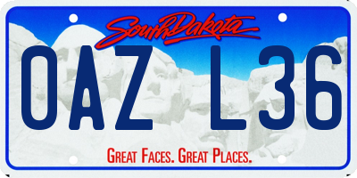 SD license plate 0AZL36