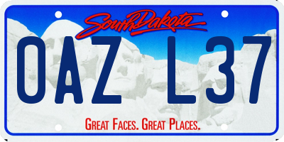 SD license plate 0AZL37