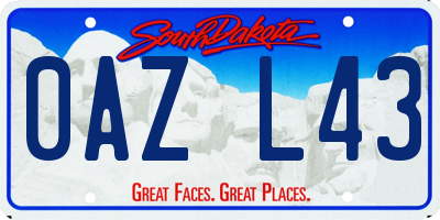 SD license plate 0AZL43
