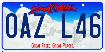 SD license plate 0AZL46