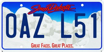 SD license plate 0AZL51