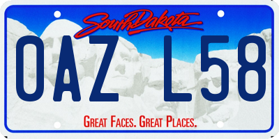 SD license plate 0AZL58