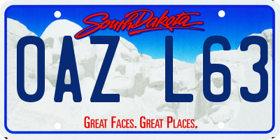 SD license plate 0AZL63