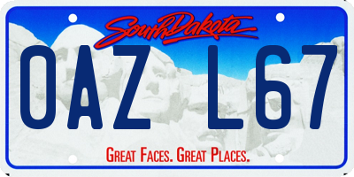 SD license plate 0AZL67