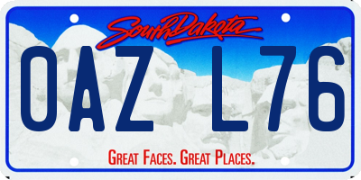 SD license plate 0AZL76