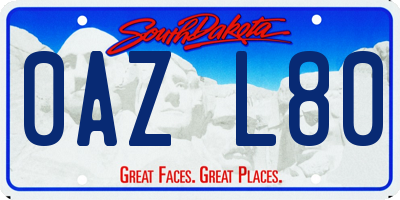 SD license plate 0AZL80