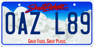 SD license plate 0AZL89