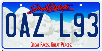SD license plate 0AZL93
