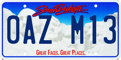 SD license plate 0AZM13
