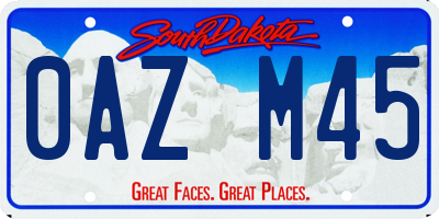 SD license plate 0AZM45