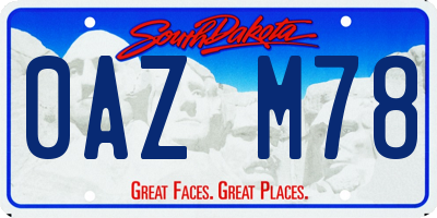 SD license plate 0AZM78