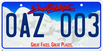 SD license plate 0AZO03