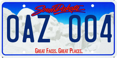 SD license plate 0AZO04