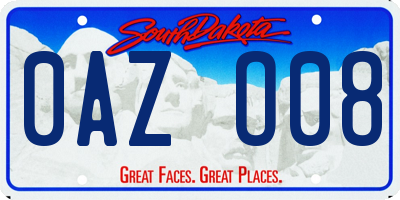 SD license plate 0AZO08
