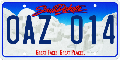 SD license plate 0AZO14
