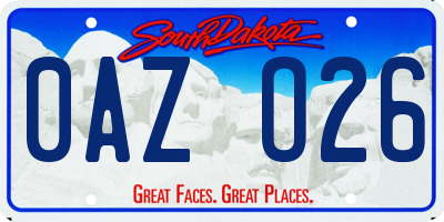 SD license plate 0AZO26