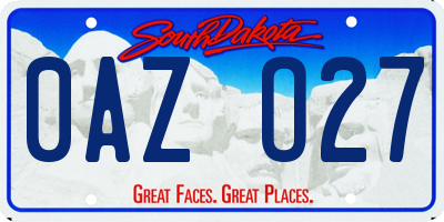 SD license plate 0AZO27