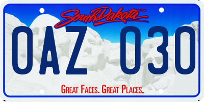 SD license plate 0AZO30