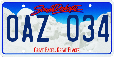 SD license plate 0AZO34