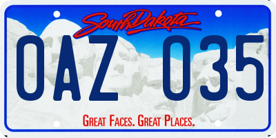 SD license plate 0AZO35