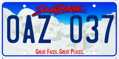 SD license plate 0AZO37