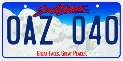 SD license plate 0AZO40