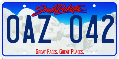SD license plate 0AZO42