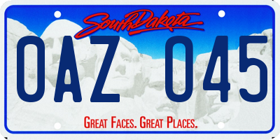 SD license plate 0AZO45