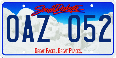 SD license plate 0AZO52