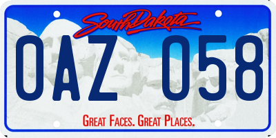 SD license plate 0AZO58