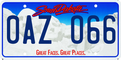 SD license plate 0AZO66