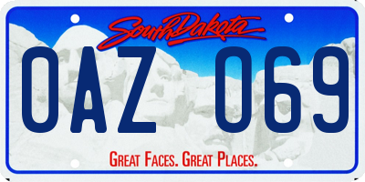 SD license plate 0AZO69