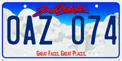 SD license plate 0AZO74
