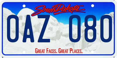 SD license plate 0AZO80