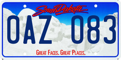 SD license plate 0AZO83