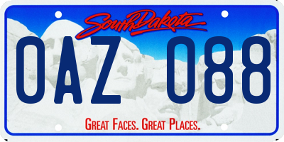 SD license plate 0AZO88