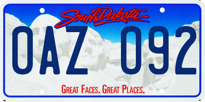 SD license plate 0AZO92